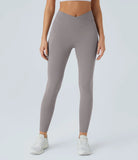 Softlyzero™ High Waisted Crossover Side Pocket Yoga 7/8 Leggings-UPF50+ - PURE-YOGA