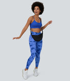 Seamless Flow High Waisted Crossover Ruched Tie Dye Yoga Leggings - PURE-YOGA