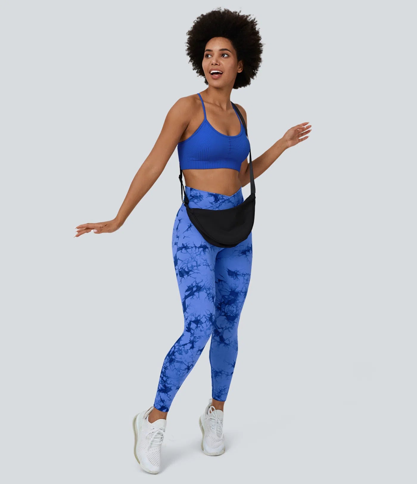 Seamless Flow High Waisted Crossover Ruched Tie Dye Yoga Leggings - PURE-YOGA
