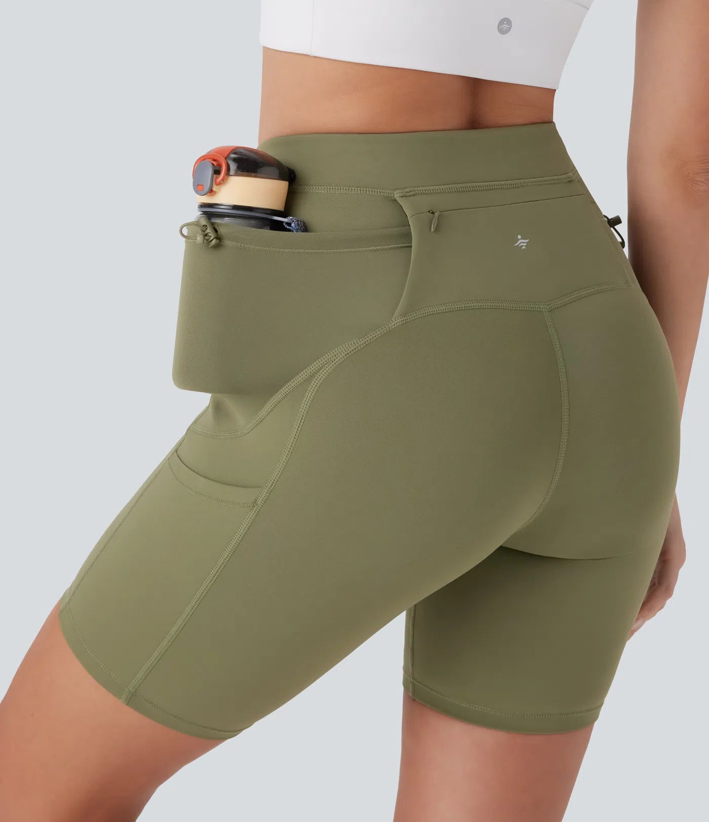 SpeedWave™ High Waisted Multiple Pockets Loop Quick Dry Running Biker Shorts 7'' - PURE-YOGA