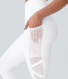 SpeedWave™ High Waisted Side Pocket Contrast Mesh Quick Dry 7/8 Yoga Leggings - PURE-YOGA