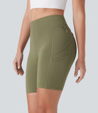 SpeedWave™ High Waisted Multiple Pockets Loop Quick Dry Running Biker Shorts 7'' - PURE-YOGA