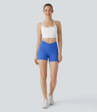 Softlyzero™ Crossover High Waisted Side Pocket Antislip Yoga Biker Shorts 3''-UPF50+ - PURE-YOGA