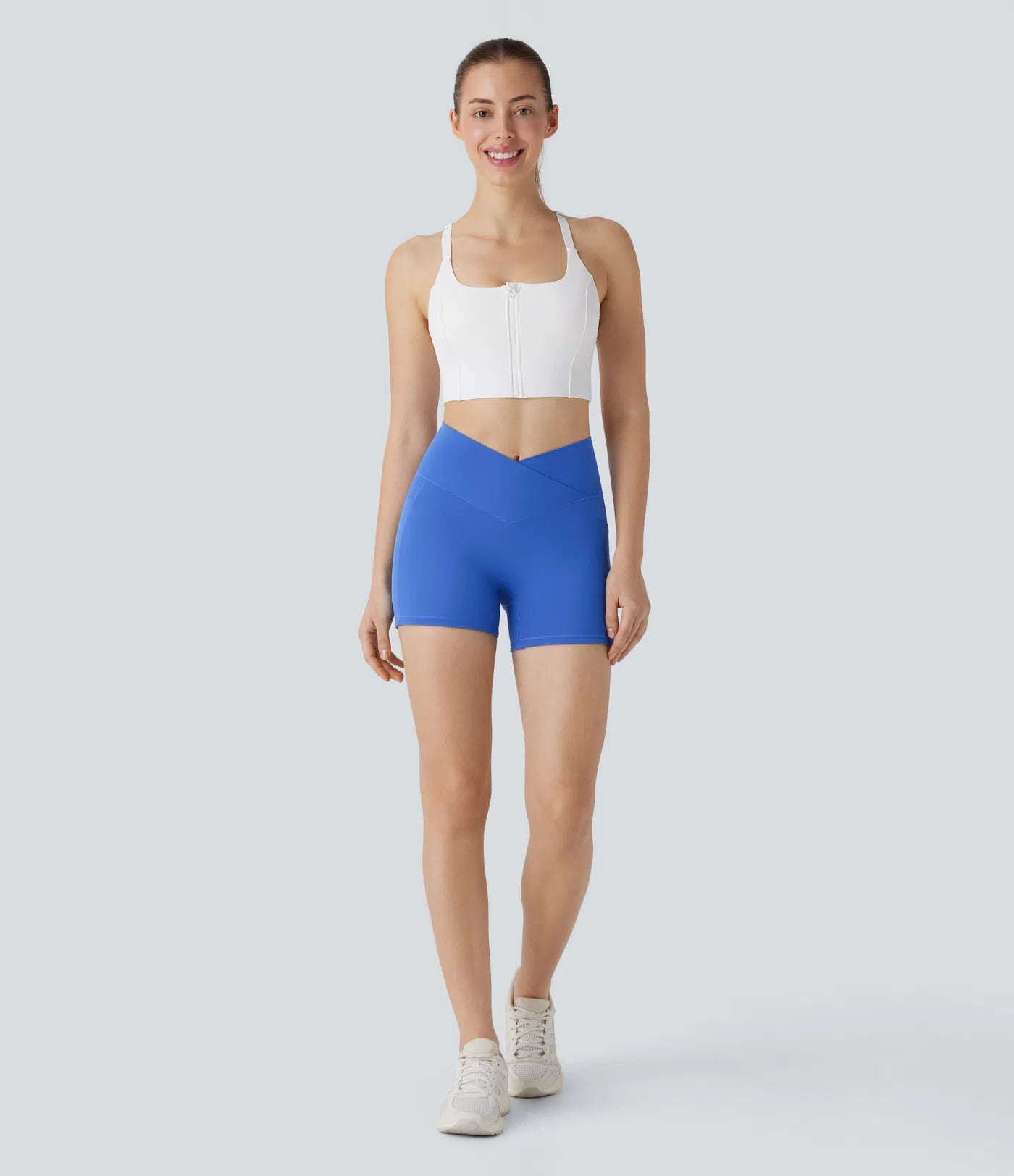 Softlyzero™ Crossover High Waisted Side Pocket Antislip Yoga Biker Shorts 3''-UPF50+ - PURE-YOGA