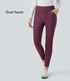 High Waisted Side Pocket Stripe 7/8 Cool Touch Work Leggings - PURE-YOGA
