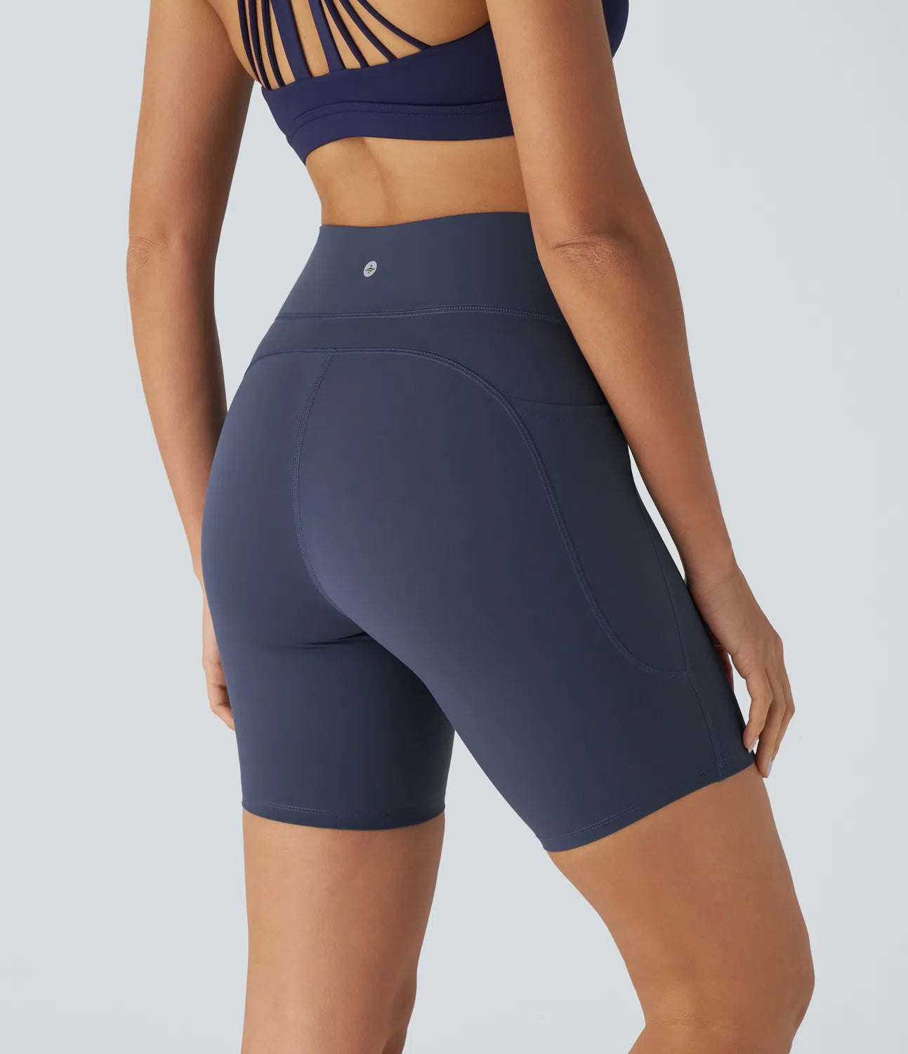 Pure-Yoga UltraSculpt™ SoCinched High Waisted Tummy Control Side Pocket Training Biker Shorts 7'' - PURE-YOGA