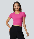 Softlyzero™ Plush Crossover Hem Cropped Yoga Sports Top - PURE-YOGA