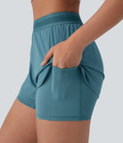 Breezeful™ Mid Rise 2-in-1 Side Pockets Quick Dry Running Shorts - PURE-YOGA