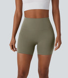 SpeedWave™ SoCinched High Waisted Tummy Control Butt Lifting Side Pocket Contrast Mesh Quick Dry Workout Biker Shorts 5'' - PURE-YOGA
