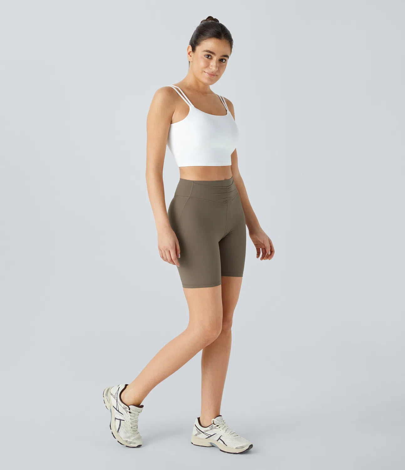 Pure-Yoga UltraSculpt™ High Waisted Front Pocket Ruched Butt Lifting Training Biker Shorts 7'' - PURE-YOGA