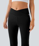 Breezeful™ Mid Rise Crossover Color Block Flare Quick Dry Yoga Leggings - PURE-YOGA