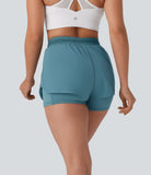 Breezeful™ Mid Rise 2-in-1 Side Pockets Quick Dry Running Shorts - PURE-YOGA