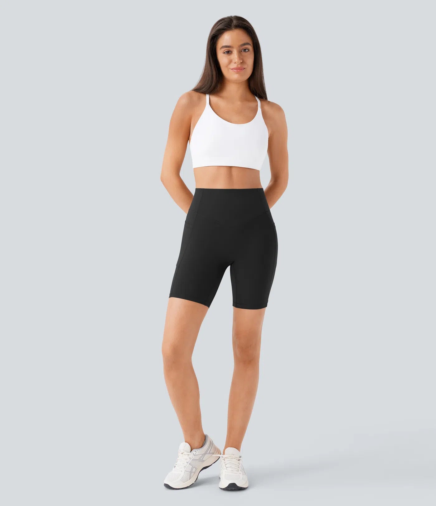 SoCinched High Waisted Scrunch Butt Lifting Tummy Control Side Pocket Shaping Workout UltraSculpt Biker Shorts 7'' - PURE-YOGA