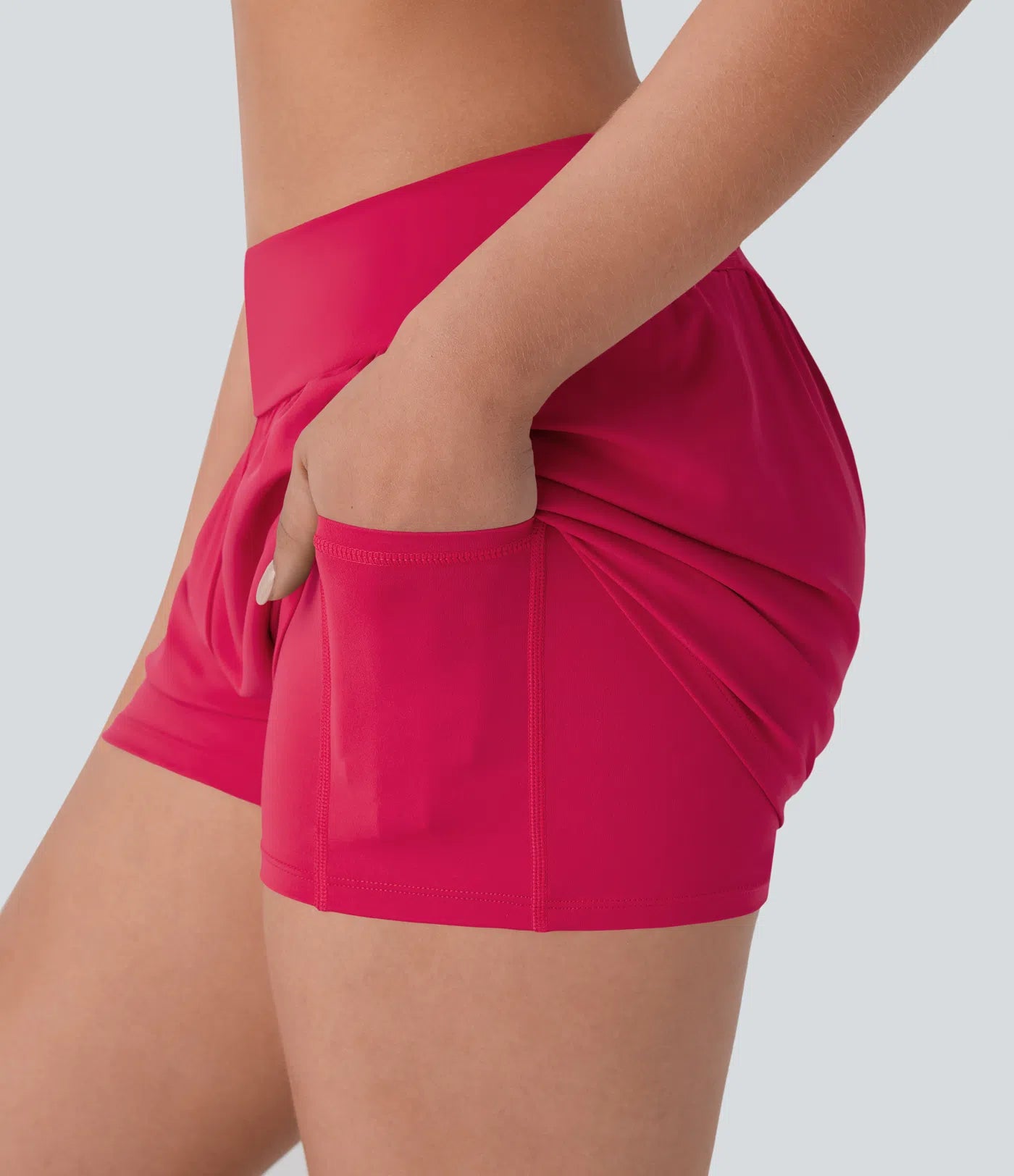 Softlyzero™ Airy Low Rise Inside Drawstring Back Pocket & Side Hidden Pocket 2-in-1 Cool Touch Yoga Shorts - PURE-YOGA