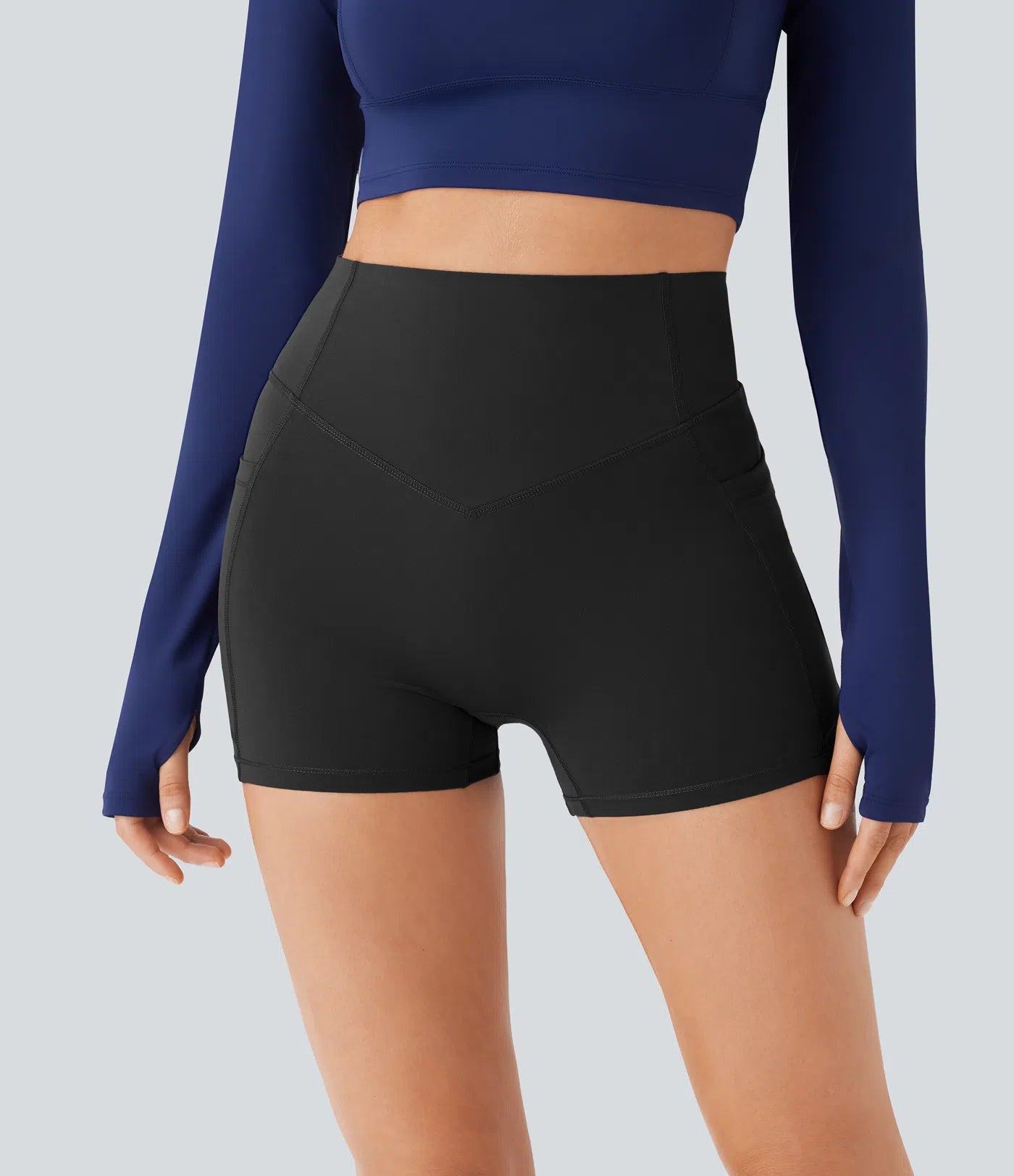 SoCinched High Waisted Scrunch Butt Lifting Tummy Control Side Pocket Shaping Workout UltraSculpt Biker Shorts 3'' - PURE-YOGA
