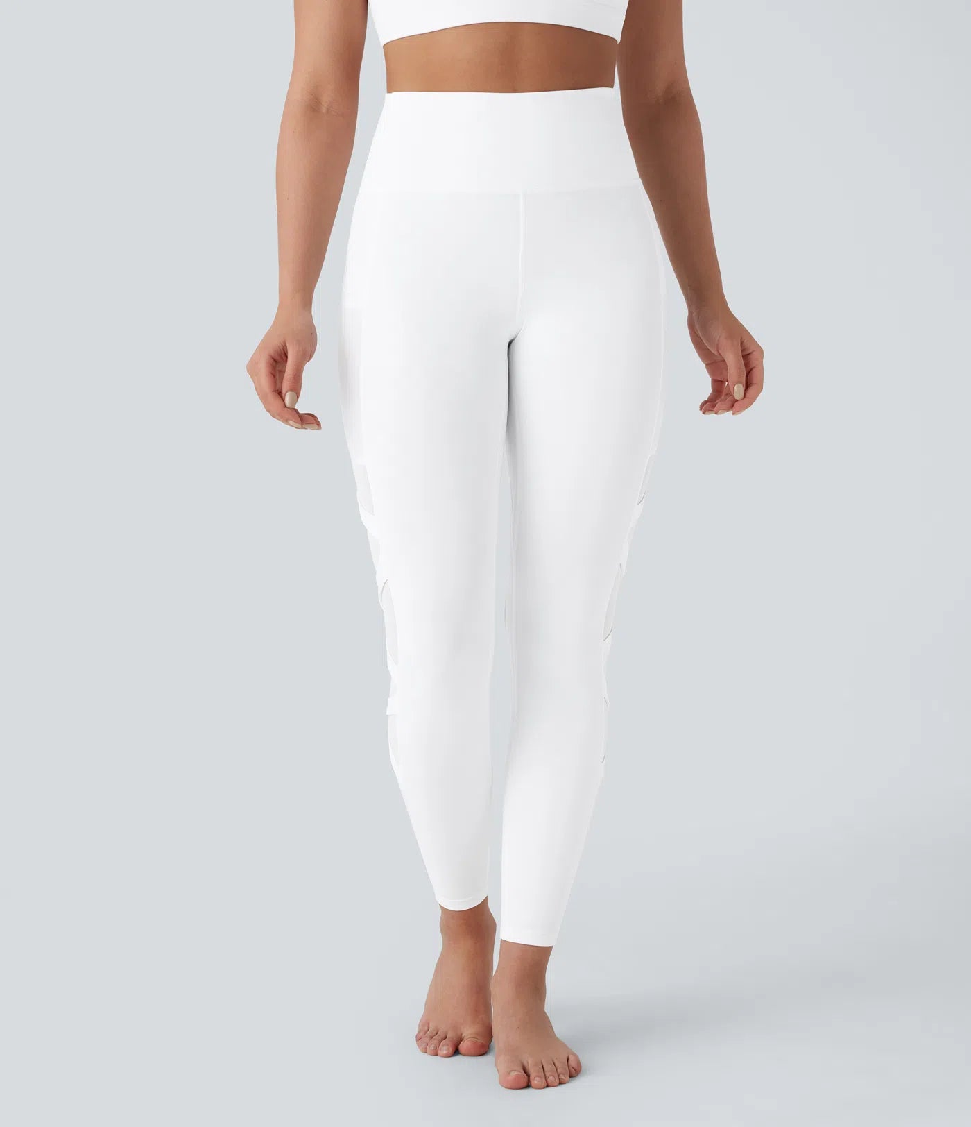 SpeedWave™ High Waisted Side Pocket Contrast Mesh Quick Dry 7/8 Yoga Leggings - PURE-YOGA