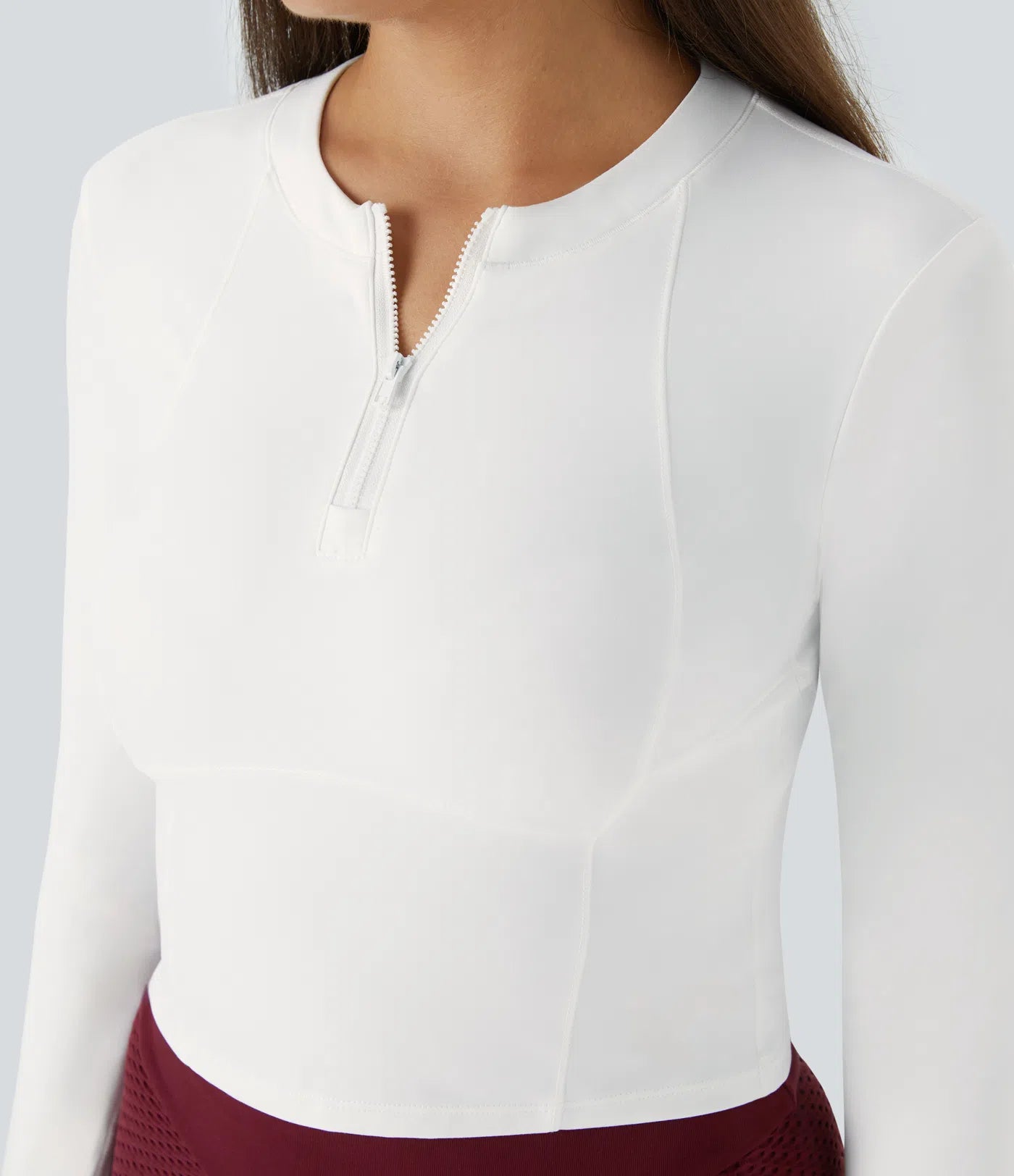 Softlyzero™ Plush Half Zip Long Sleeve Thumb Hole Cropped Golf Sports Top - PURE-YOGA