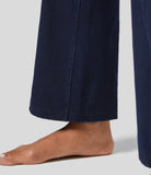 Pure-Yoga Flex™ Mid Rise Back Side Pocket Stretchy Knit Denim Casual Bootcut Leggings - PURE-YOGA
