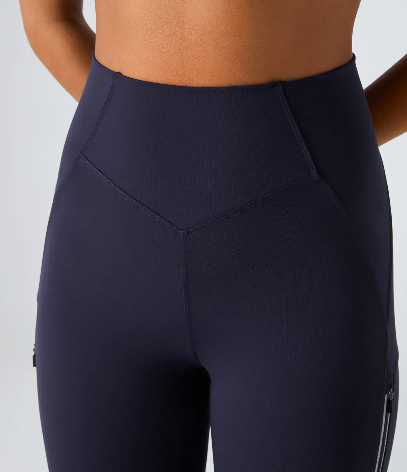 SpeedWave™ High Waisted Reflective Line Zipper Pocket Quick Dry 7/8 Workout Leggings - PURE-YOGA