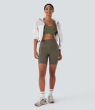 Wear-Resistant High Waisted Multiple Pockets Hiking Biker Shorts 7'' - PURE-YOGA