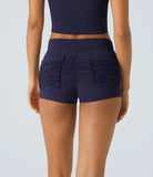 SpeedWave™ Mid Rise Back Side Pocket Ruched Quick Dry Workout Shorts - PURE-YOGA