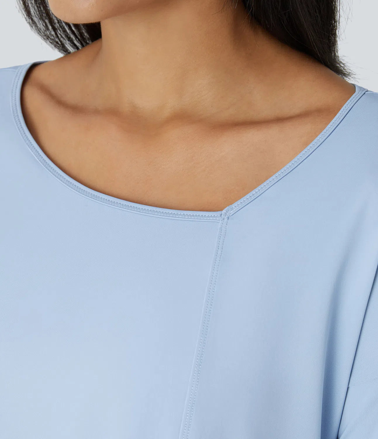 Asymmetric Neck Dropped Shoulder Split Workout Sports Top - PURE-YOGA