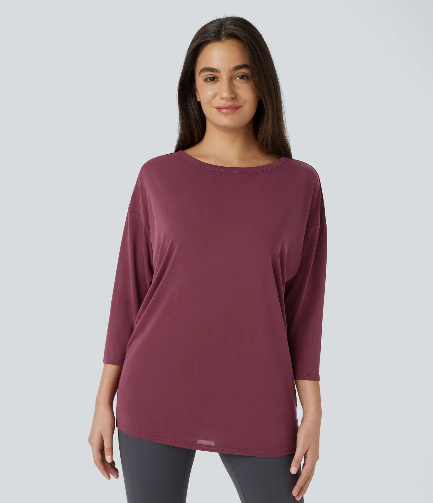 Cut Out 3/4 Sleeve Yoga Sports Top - PURE-YOGA