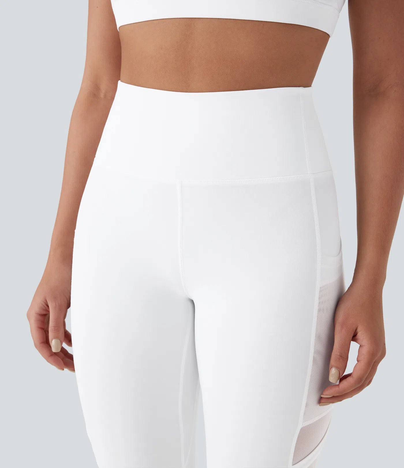 SpeedWave™ High Waisted Side Pocket Contrast Mesh Quick Dry 7/8 Yoga Leggings - PURE-YOGA