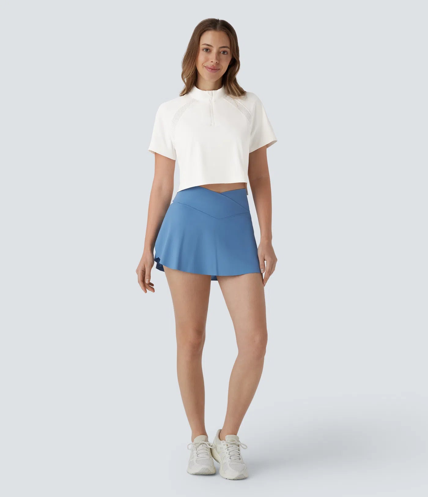 Softlyzero™ QuickDry Stand Collar Zipper Perforated Split High Low Tennis Sports Top - PURE-YOGA