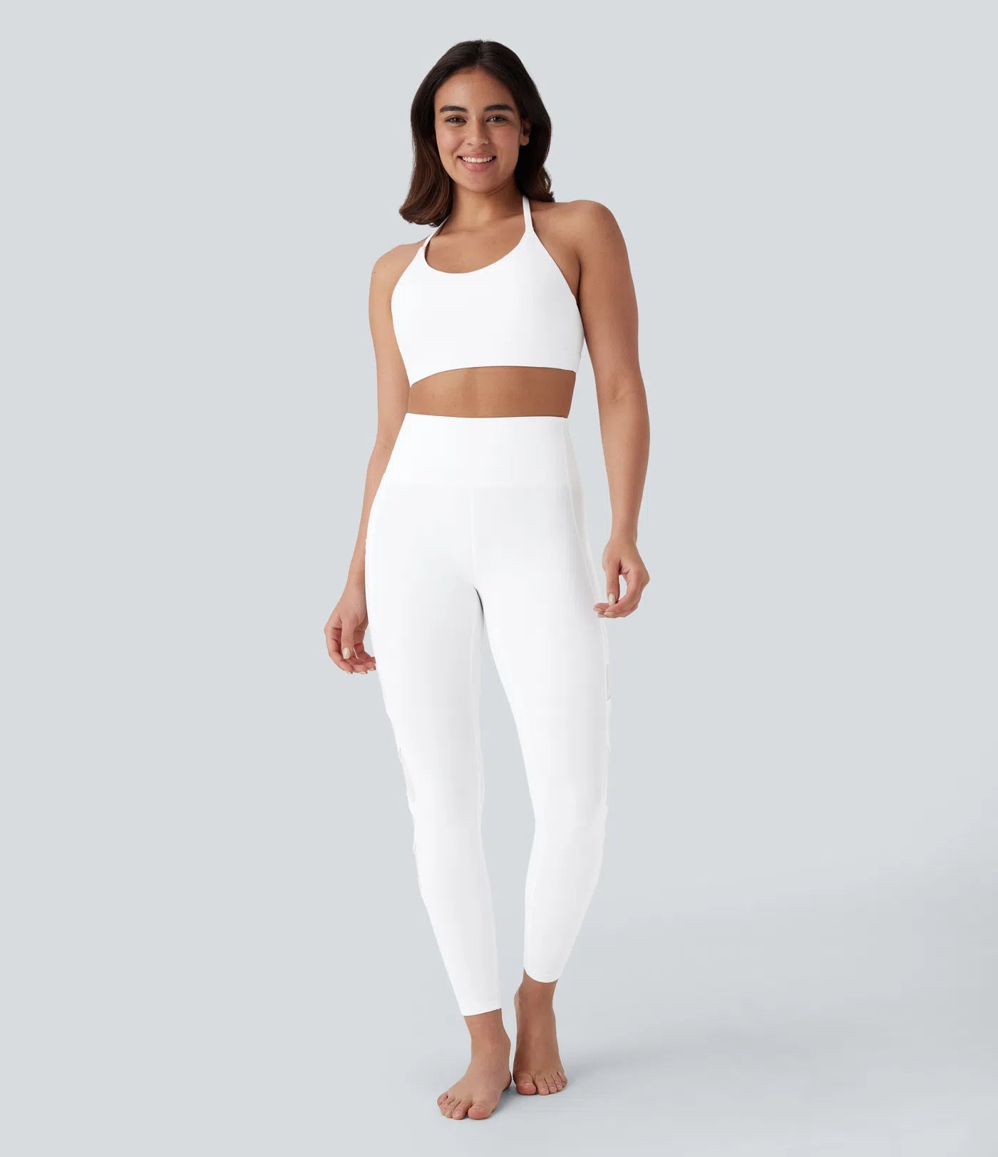 SpeedWave™ High Waisted Side Pocket Contrast Mesh Quick Dry 7/8 Yoga Leggings - PURE-YOGA