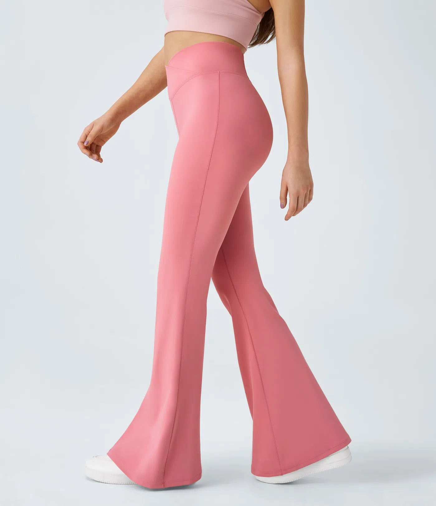 Crossover High Waisted Back Pocket Super Flare Leggings - PURE-YOGA