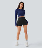 SoCinched High Waisted Scrunch Butt Lifting Tummy Control Side Pocket Shaping Workout UltraSculpt Biker Shorts 3'' - PURE-YOGA