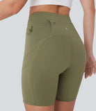 SpeedWave™ High Waisted Multiple Pockets Loop Quick Dry Running Biker Shorts 7'' - PURE-YOGA