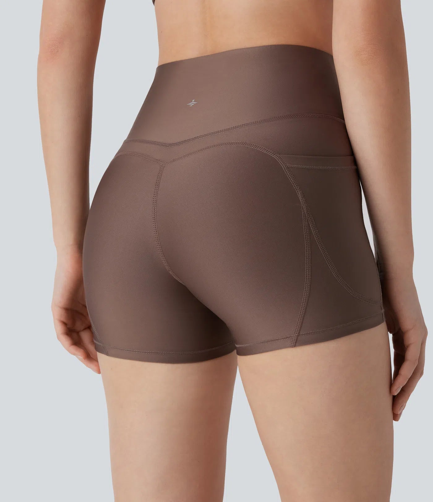 SoCinched High Waisted Tummy Control Side Pocket Sheen Running Biker Shorts 3'' - PURE-YOGA