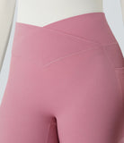 High Waisted Crossover Side Pocket Waffle 7/8 Casual Leggings - PURE-YOGA