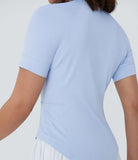 Stand Collar Zipper Side Pocket Curved Hem Golf Sports Top - PURE-YOGA