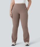 Pure-Yoga UltraSculpt™ SoCinched High Waisted Butt Lifting Tummy Control Side Pocket Shaping Yoga Bootcut Plus Size Leggings - PURE-YOGA