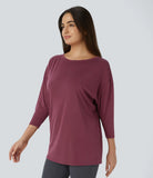 Cut Out 3/4 Sleeve Yoga Sports Top - PURE-YOGA