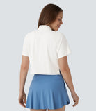 Softlyzero™ QuickDry Stand Collar Zipper Perforated Split High Low Tennis Sports Top - PURE-YOGA