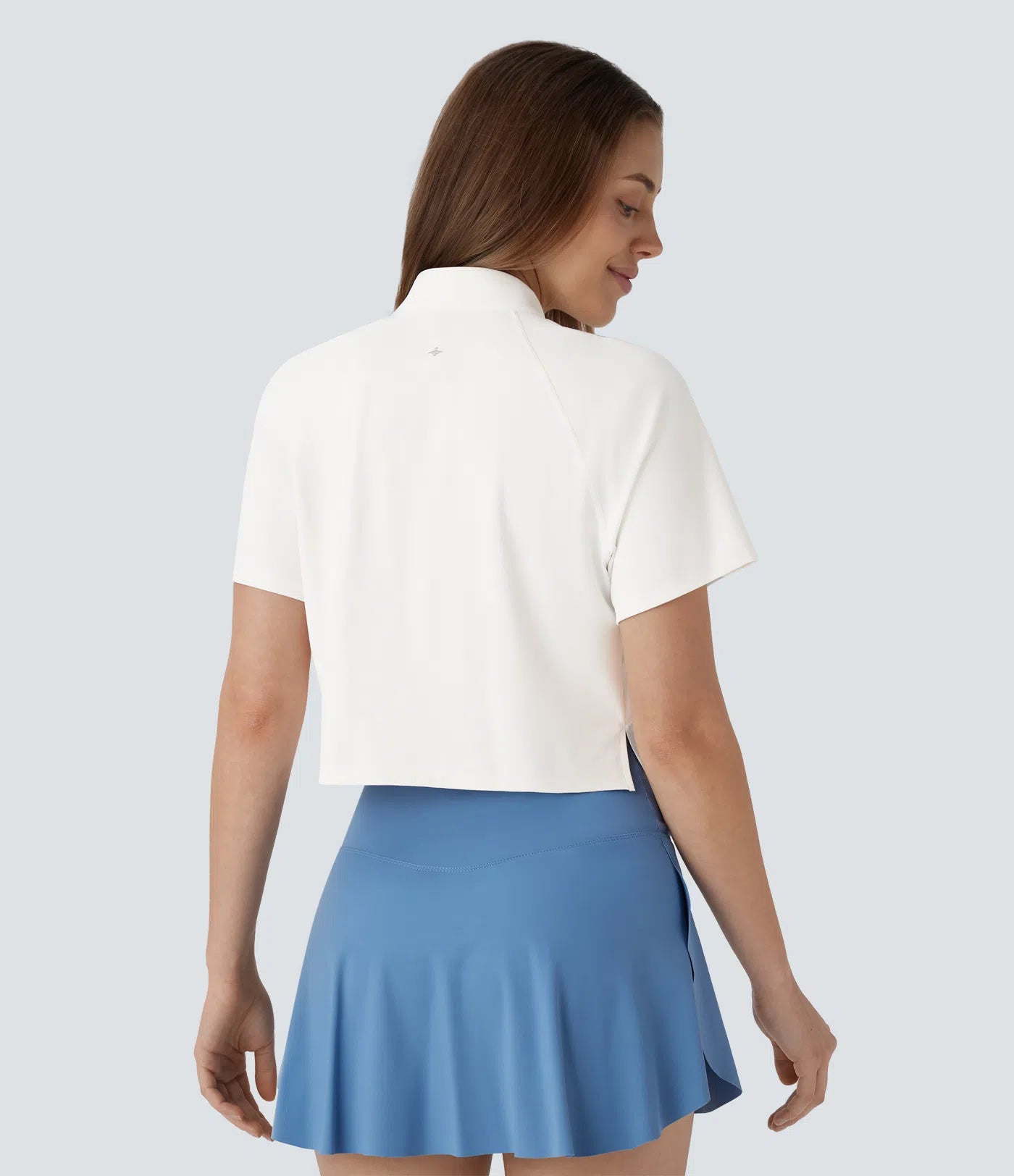 Softlyzero™ QuickDry Stand Collar Zipper Perforated Split High Low Tennis Sports Top - PURE-YOGA