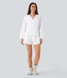 Mid Rise Decorative Button Side Pocket Lounge Shorts - PURE-YOGA