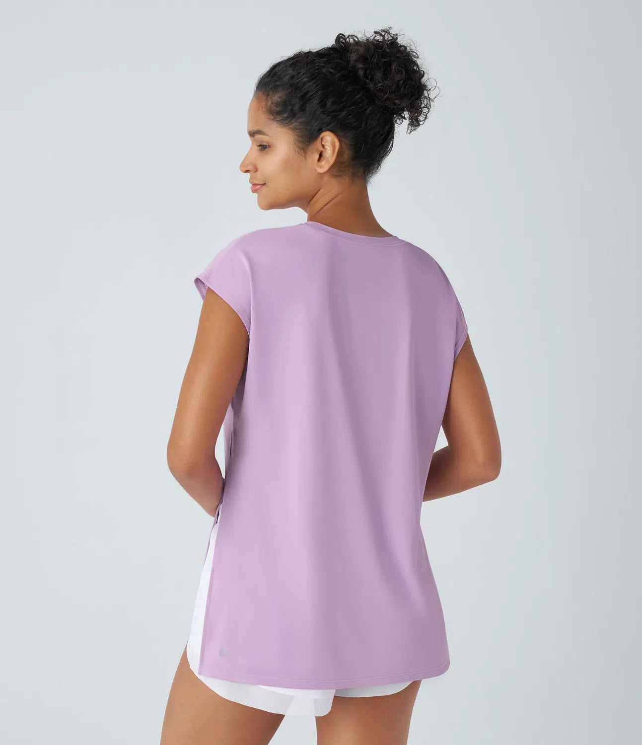 Short Sleeve Split High Low Running Sports Top - PURE-YOGA