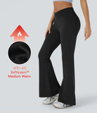 Softlyzero™ Plush Thermal Crossover High Waisted Back Pocket Super Flare Leggings - PURE-YOGA