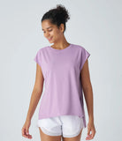 Short Sleeve Split High Low Running Sports Top - PURE-YOGA