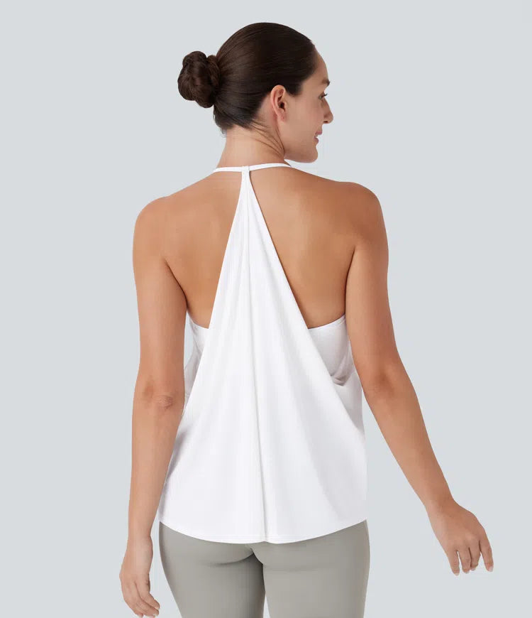 Softlyzero™ Airy Halter Backless Draped Cool Touch Yoga Sports Top-UPF50+ - PURE-YOGA