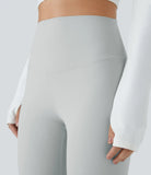 SoCinched High Waisted Tummy Control Back Pocket Hollow 7/8 Shaping Pilates Leggings - PURE-YOGA