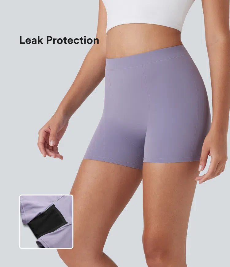 Pure-Yoga UltraSculpt™ Mid Rise Yoga Leak Protection Biker Shorts 4'' - PURE-YOGA