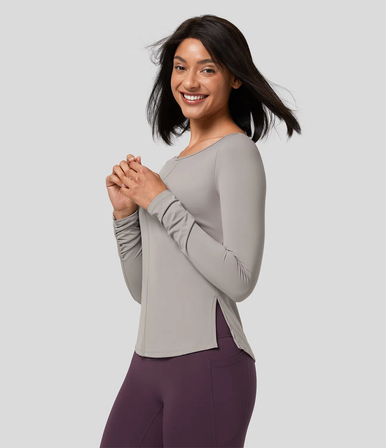 Softlyzero™ Backless Twisted Long Sleeve Split Yoga Sports Top - PURE-YOGA