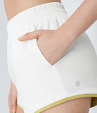 Reversible Mid Rise Side Pocket Color Block Workout Shorts - PURE-YOGA