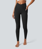Softlyzero™ Crossover Pocket Plain Leggings-UPF50+ - PURE-YOGA